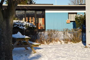 Blick auf die Terrasse im Winter